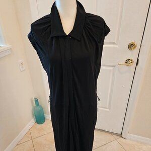 Basic Blue, full length, sleeveless dress.  Sharp.